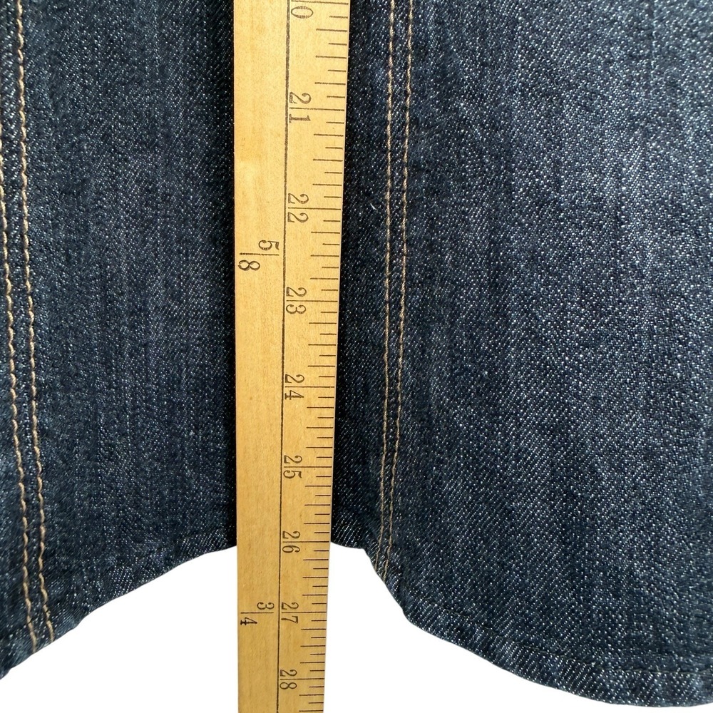 Kasper Women's Denim Skirt Size 12 Dark Wash A-Line Midi Side Zip Stretch Cotton - Picture 6 of 8
